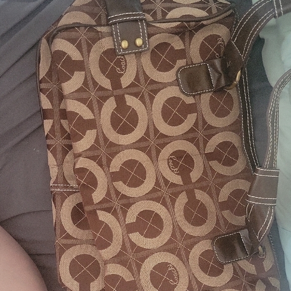 Coach Tan and Brown Signature Hand Bag - Picture 2 of 6